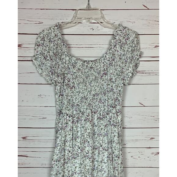 J.Crew Women's 6 White Purple Floral Short Sleeve Spring Summer Pockets Dress - Picture 9 of 10